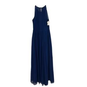 NWT J. Crew 100% Silk Chiffon Megan Maxi Lined Dress Size 4 Navy Blue Gown HOCO
